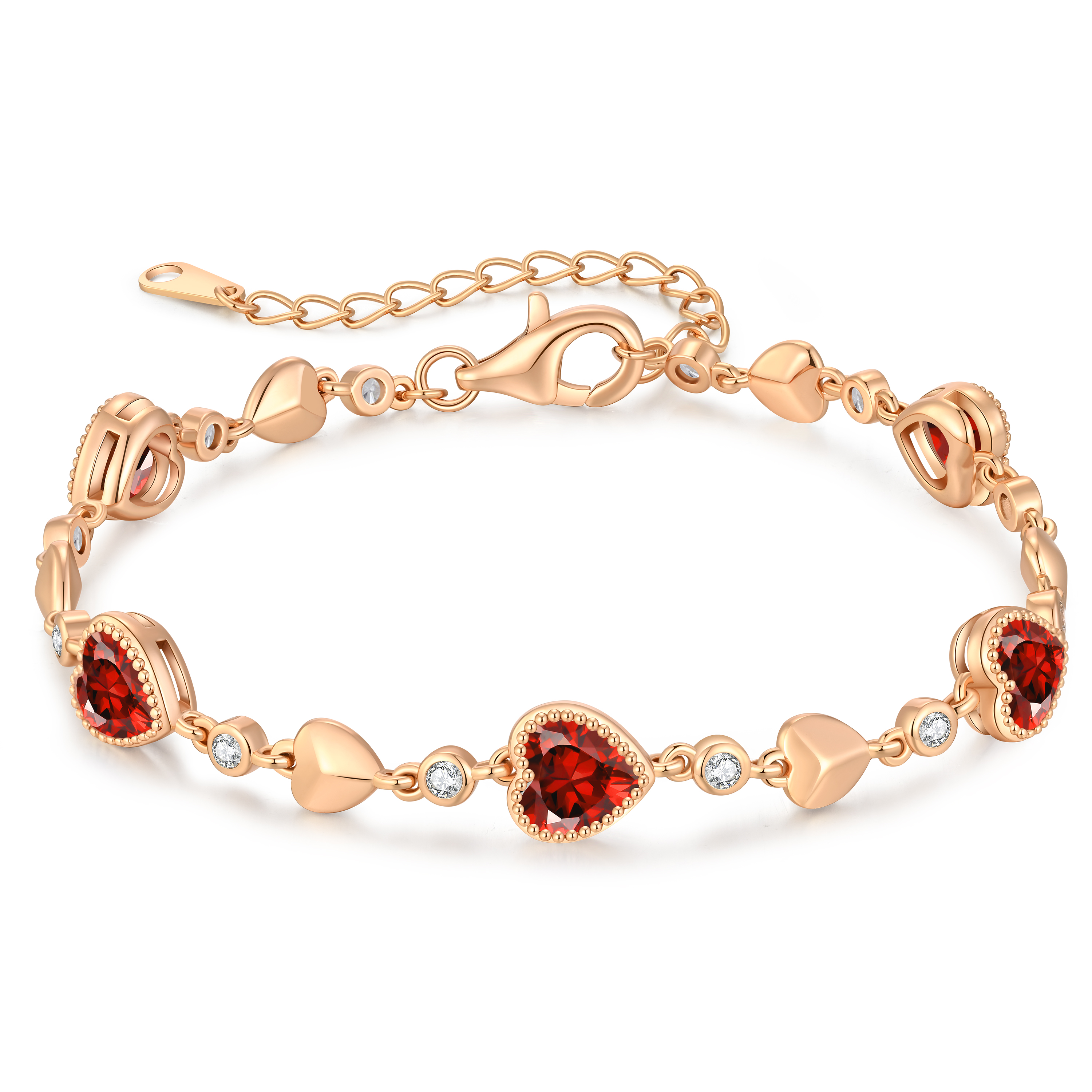 Five Love Heart Birthstone Bracelets Gifts for Women,  Fine Jewelry, Charm Link Bracelets Birthday Anniversary Christmas Gift for Women Wife Mom Girlfriend Lady