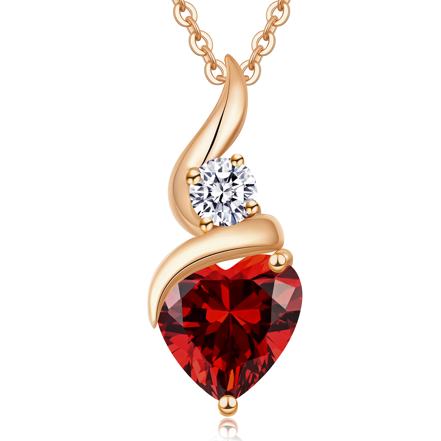 Women's Infinity Heart Pendant Birthstone Flame of the Heart Necklace for Women Valentine's Day Christmas Birthday Jewellery Gift for Women Mum Wife