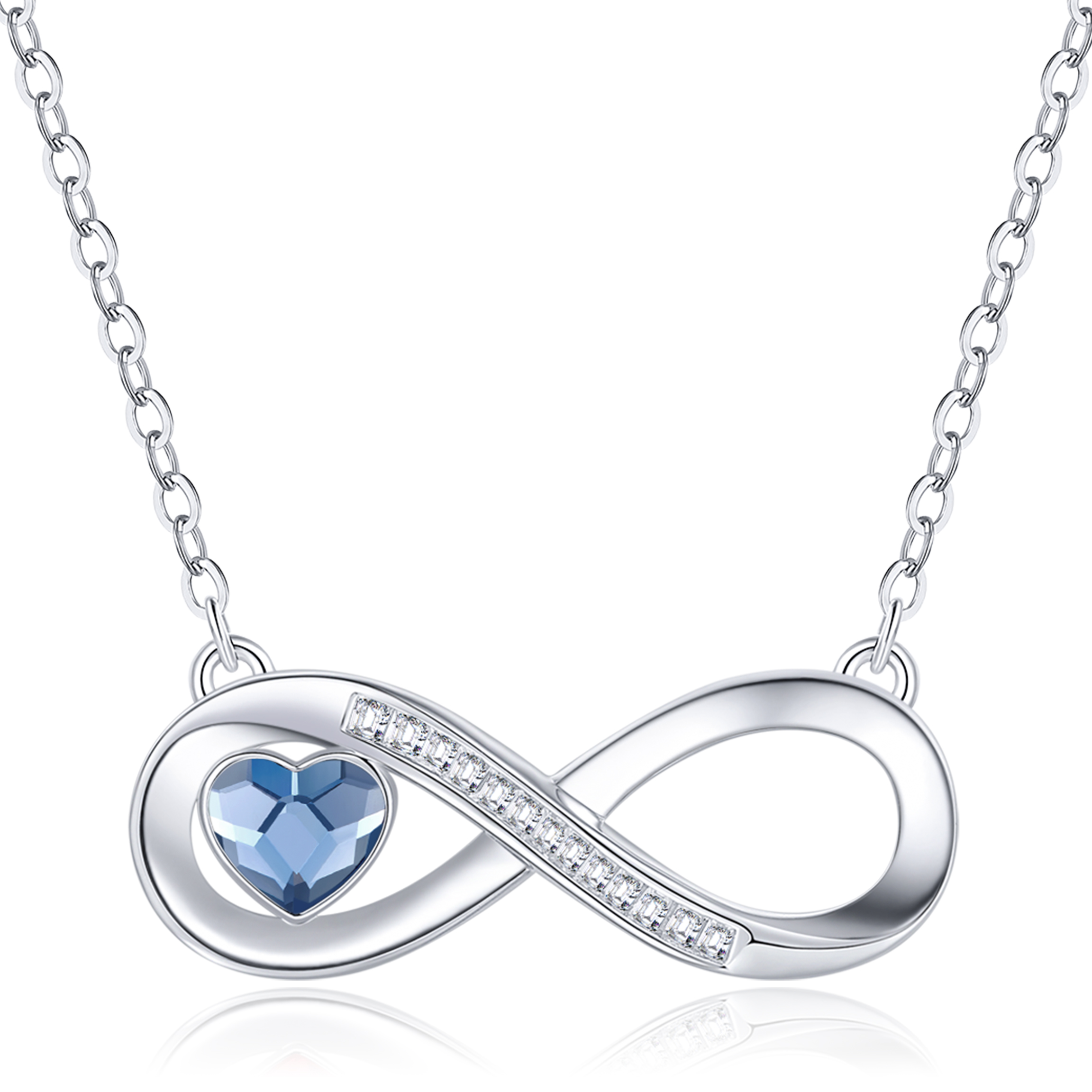 Women's Infinity Heart Necklace,, Crystal Chains Pendant with Cubic Zirconia, Birthday, Valentine's Day, Christmas, Mother's Day, Jewellery Gifts for Women, Girlfriend, Wife, Mum,