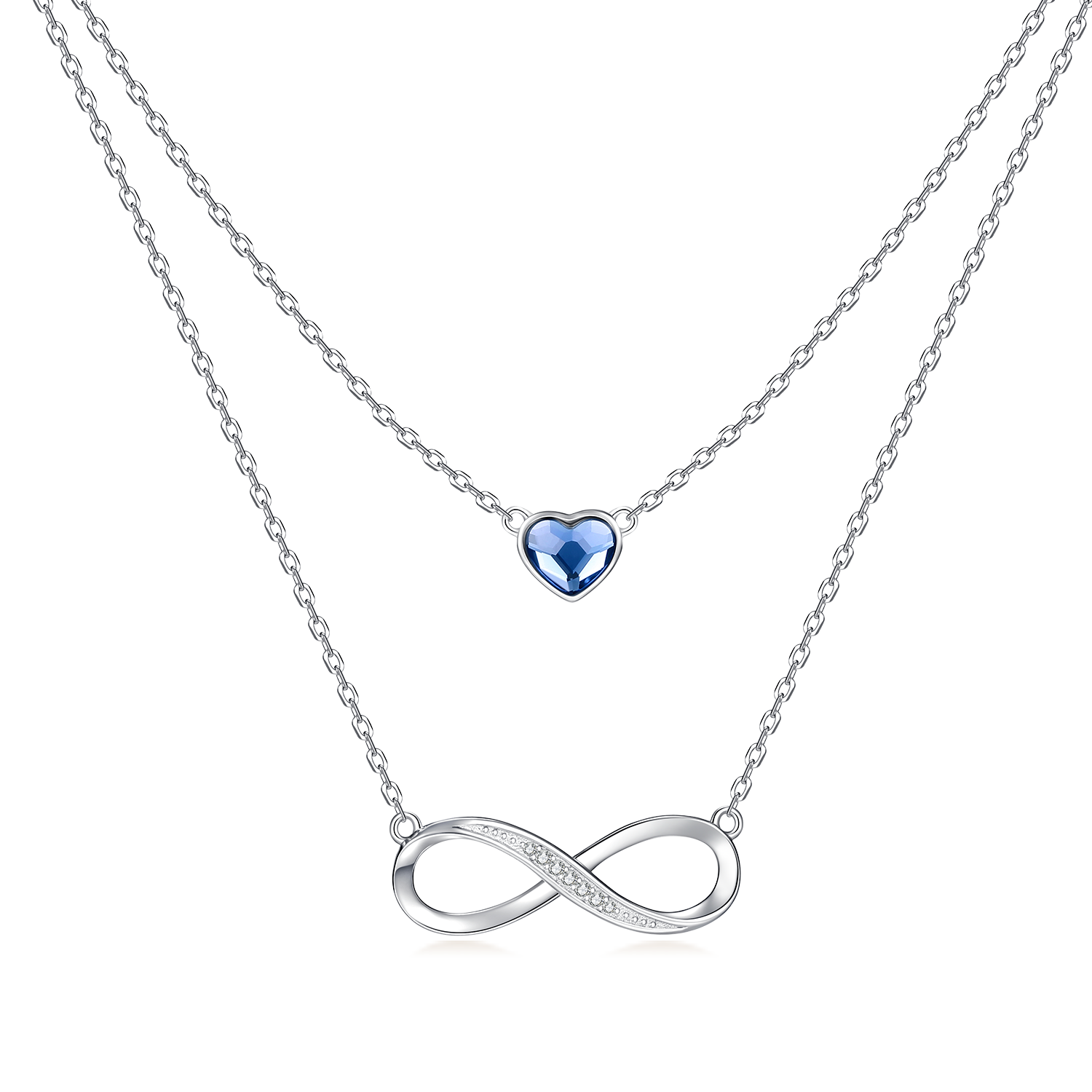 Women's Infinity Heart Necklace  Crystal Chains Pendant with Cubic Zirconia, Birthday, Valentine's Day, Christmas, Mother's Day, Jewellery Gifts for Women, Girlfriend, Wife, Mum,